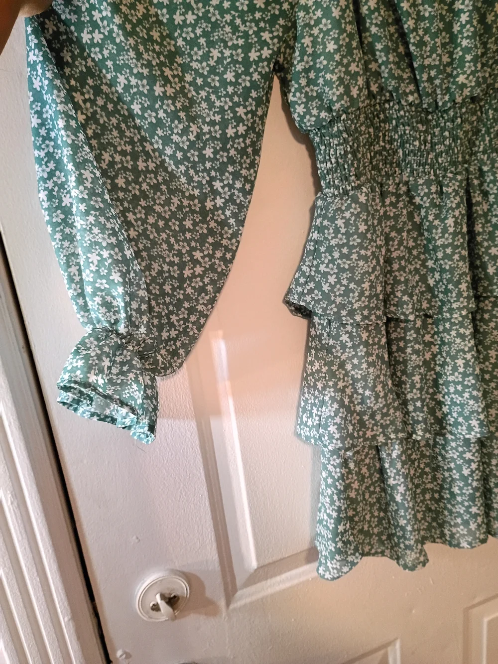 Green Floral Tiered Ruffle Sundress - Picture 3 of 3